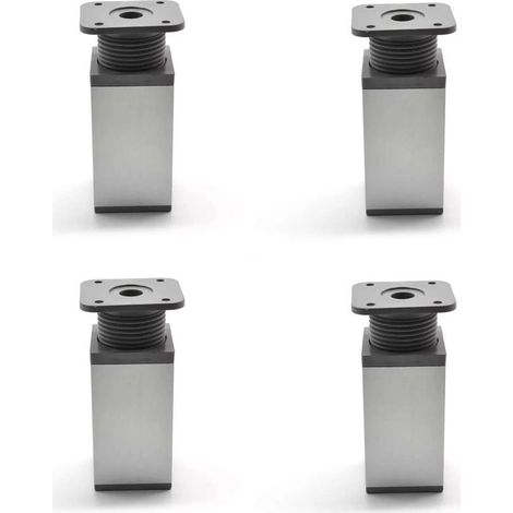 Patas ajustables para muebles, 4 x 40 x 40 mm – Plástico cromado pulido – Altura 60 mm – Capacidad de carga 40 kg – Se atornillan para soportes de TV y sofás (1/2)