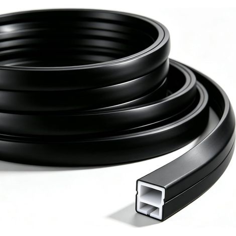 Profilé LED flexible en silicone de 5 m : 12 × 12 mm - Profilé LED en silicone noir - Étanche - Bande LED profilée - Diffuseur LED pour plafonds, armoires, bars, panneaux acoustiques (1/5)