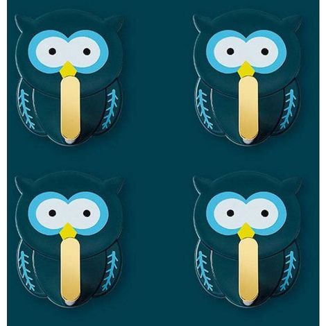(Vert)4 Pièces Crochets Hibou, Crochets Adhesifs pour Enfants, Crochets Porte Manteau Mural (1/4)
