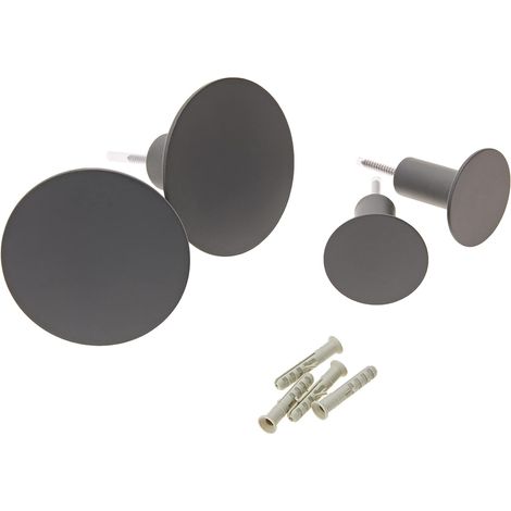 Blomus Set di 4 ganci da parete, moderna colorazione canna di fucile, di alta qualità, materiale di fissaggio, 2 pezzi diametro 8,5 cm, 2 pezzi diametro 5 cm, altezza 45 mm, canna di fucile, 65800 (1/5)