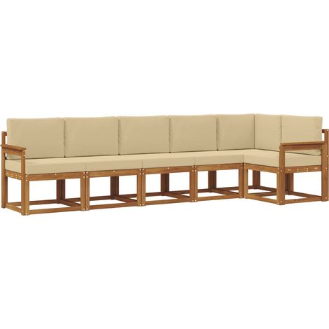 Conjunto de sofás de exterior con cojín 6 pcs Natural y Beige vidaXL (1/5)