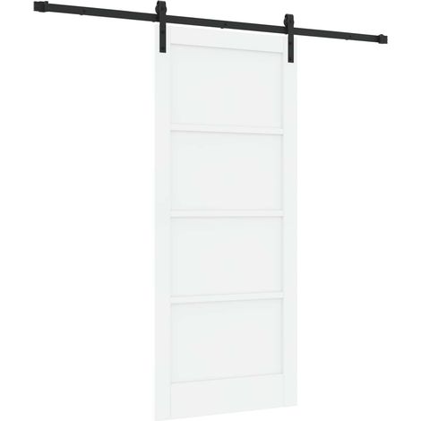Porte coulissante 86 x 198,5 cm Bois d'ingénierie Blanc et noir vidaXL