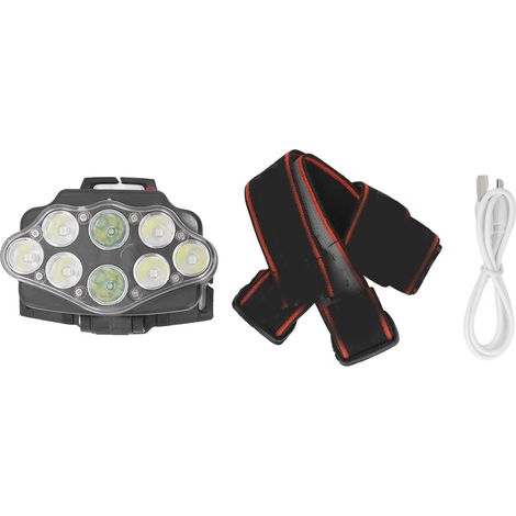 Lampe frontale intelligente d'extérieur, chargeur USB, Mini, Super lumineuse, pour la pêche nocturne, 8 cœurs, double câble d'alimentation (1/5)