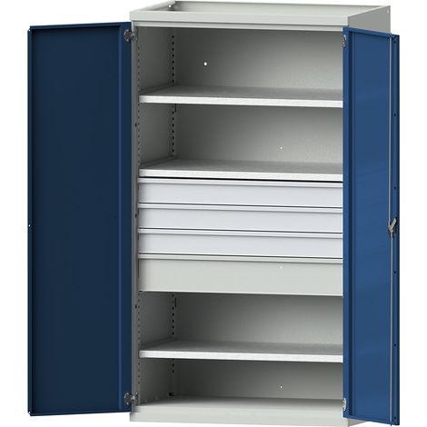 ANKE, Armoire pour charges lourdes avec 3 tablettes, 4 tiroirs:
