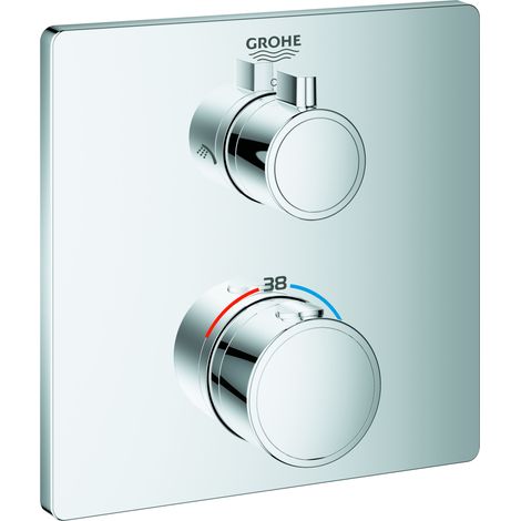 Mitigeur thermostatique de douche chrome – Arrêt de sécurité à 38 °C – Débit 27 l/min – Montage sur GROHE Rapido SmartBox