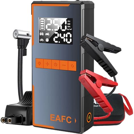 Avviatore di emergenza per auto, corrente di picco 1200A, pompa ad aria portatile, clip intelligente in EVA (1/2)
