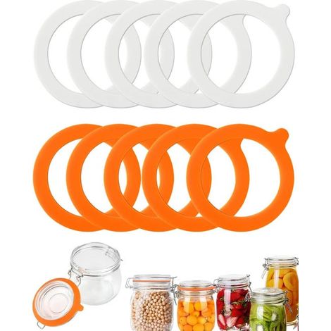 10Pcs Joints de Bocal Silicone Bague d'Étanchéité Bocal Joint d'Étanchéité de Pot de Remplacement,Réutilisable,Joint Rechange (70 x 95 mm) (1/5)