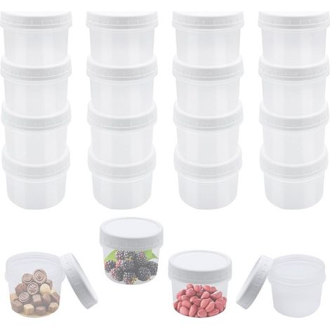 20 Pot de Conservation, Boîtes de Conservation Réutilisable 160ml, Hermétiques Petite Boite Plastique pour Aliments, Congélateur LaveVaisselle, Cuisine (1/5)