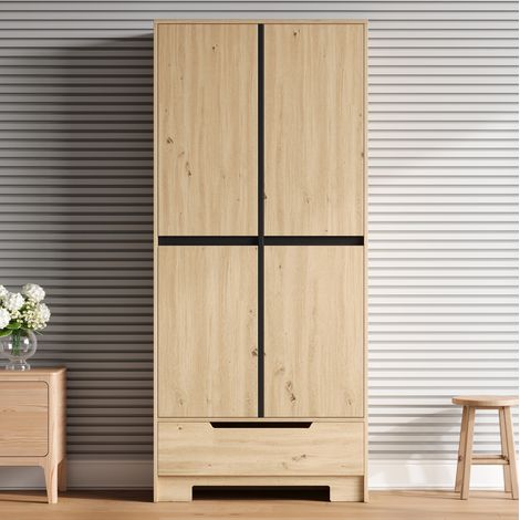 Mobile da cucina 80x35x180 cm in MDF e truciolare naturale con contenitore FloraGrace (1/5)