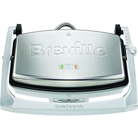 Breville Tostiera con Rivestimento DuraCeramic 1000 W, Piastre Lisce, Argento