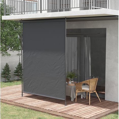 Store vertical 200x215-305 cm gris en aluminium avec toile polyester rétractable sans perçage (1/5)