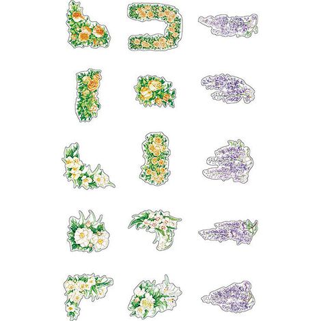 15 autocollants floraux à motifs délicats pour animaux de compagnie, à personnaliser soi-même pour scrapbooking, carnets et albums photo (Type 3). (1/5)