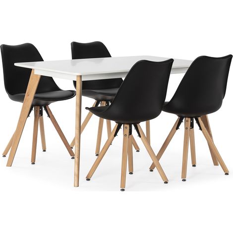 Juego de mesa 120x80 cm y 4 sillas de comedor Jeff color Negro (1/5)