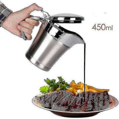 Saucière isotherme en acier inoxydable de qualité supérieure - Élégante saucière argentée à double paroi, idéale pour les dîners entre amis. (1/4)