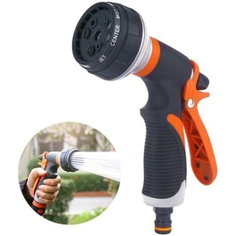 Pistolet d'arrosage, Arrosoir avec 8 Modes d'Arrosage, Pulvérisateur de Jardin, Débit d'eau Réglable pour Arroser la Pelouse, Le Bain des Animaux Domestiques - (1/5)