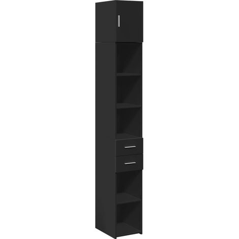 Mobile contenitore sottile 30 x 42,5 x 225 cm con molteplici scomparti design moderno in legno composito nero 020055553