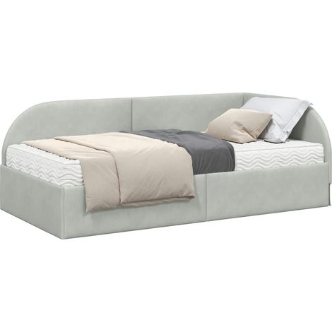 Corner Bed Frame with Mattress Manual 2 pcs Light grey Velvet vidaXL