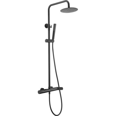 Colonne de douche avec mitigeur  Modèle DANEMARK  Pommeau de douche de taille standard  Couleur Noir finition Mate [ IMEX® ] (1/2)