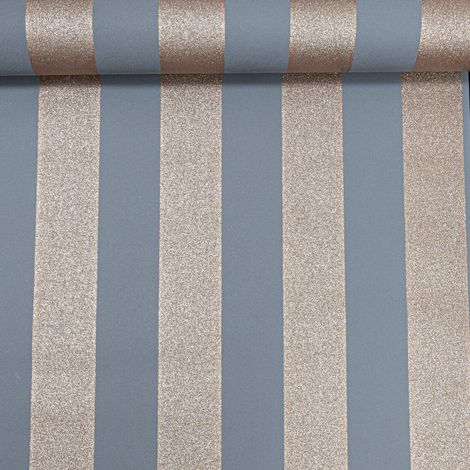 Grey Gold Stripe Wallpaper Glitter Shimmer Paste The Wall Thick Heavy Vinyl (1/5)