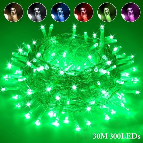 1 Guirlande lumineuse, 300 LEDs, 30M, câble transparent, 8 modes, IP44, intérieur extérieur, Noël mariage fête (1/5)