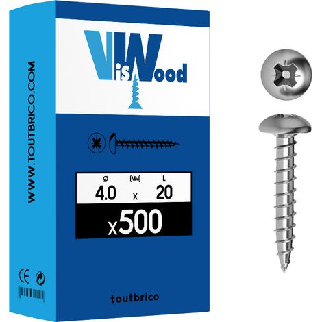 500 vis agglo 4 X 20mm tête ronde pozidriv zingué - Viswood