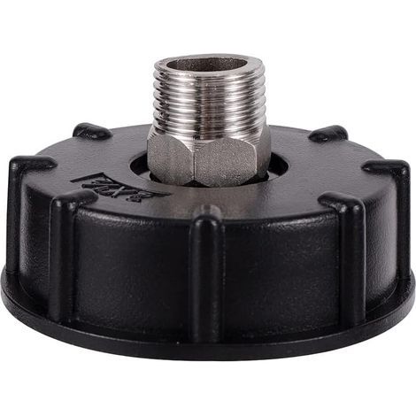 Adaptador para tanque de agua IBC S60X6 con rosca gruesa y conexión para manguera, racores de boquilla de válvula de acero inoxidable (rosca macho de 1/2"). (1/4)