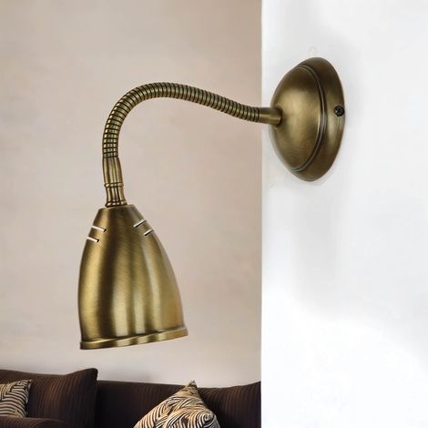 Wandlampe innen E27 Messing massiv verstellbar Rustikal Wandleuchte Wohnzimmer Schlafzimmer Küche