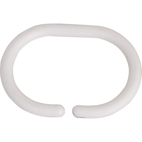 Lot de 12 Anneaux pour Rideaux de Douche Blanc