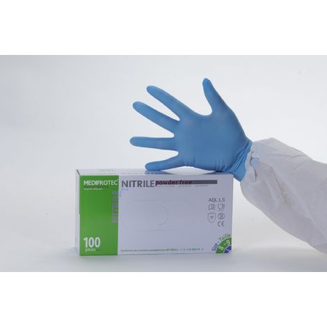 Gants nitrile bleu non poudre large - Lot de 3 Boîtes de 1000 - Mediprotec Promosac