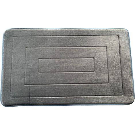 Tappeto Arredo bagno effetto memory con retro antiscivolo  Materiale 100 % Cotone  Grigio - 50x80 cm