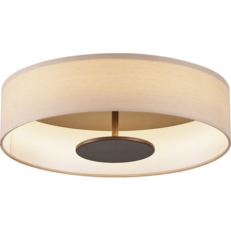 QAZQA Lampada da soffitto bredow - Moderno - Tessuto,Acciaio - Bianco/Bronzo - Tondo (non sostituibile) LED Max. 1 x 10.5 Watt