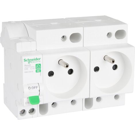 Combiné Disjoncteur + 2 prises de courant embrochable XE - Schneider R9ECS616