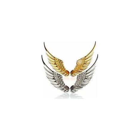 Autocollants de Voiture, 2 Pcs Métal 3D Ailes de Voiture Ailes d'Ange Autocollants de Logo de Voiture Universel, 12.5 × 3.5cm (1/5)