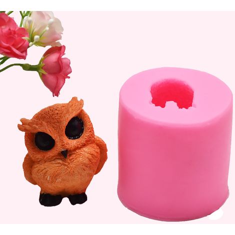 3D-Eulen-Kerzenform, Fondant-Silikonform, wiederverwendbar, sicher, zum Dekorieren von Kuchen, Schokolade, Fondant und Süßigkeiten (1/3)