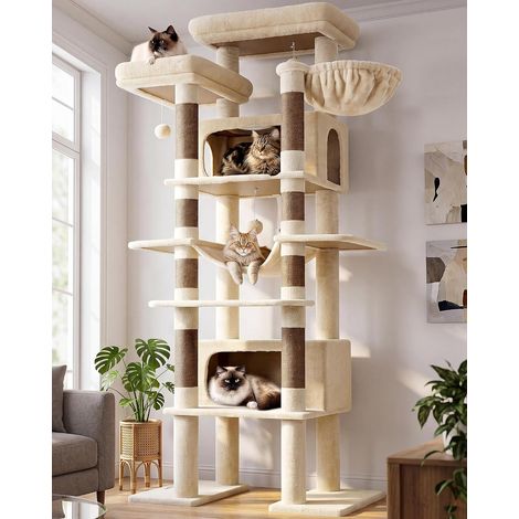 Arbre à Chat XXL Beige Grand 213 cm Arbre a Chat Intérieur (1/5)