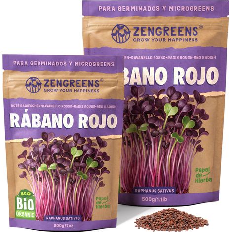 Semillas para germinar eco Rábano rojo 200 g brotes y microgreens (1/5)