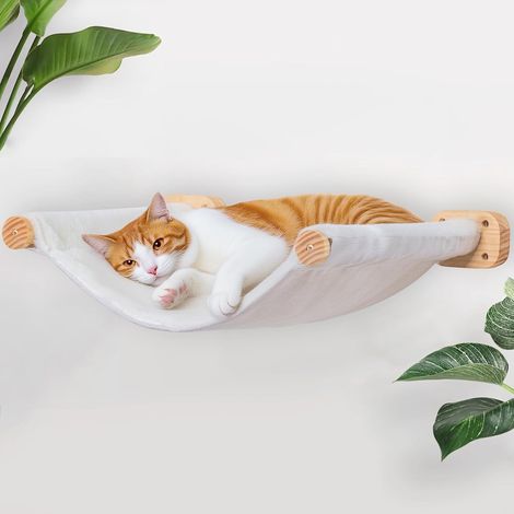 Hamac mural pour chat, lit et perchoir, étagères en bois pour chat, pour dormir, jouer, grimper, se détendre (1/5)