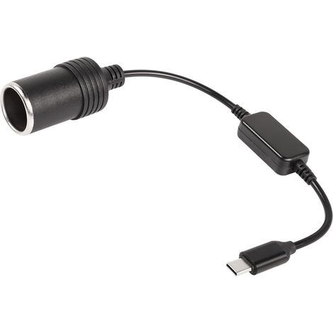 Câble d'alimentation USB C mâle vers allume-cigare 12 V pour caméra embarquée, GPS, bandes lumineuses LED de voiture (1/5)