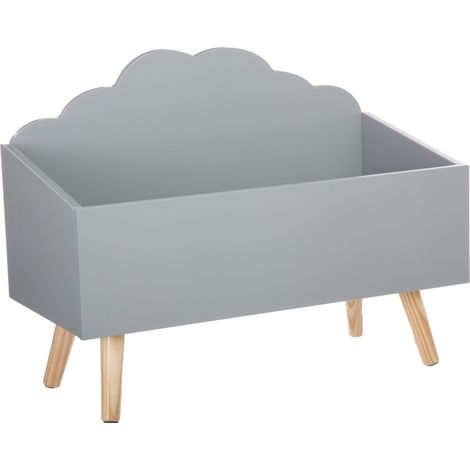Baúl Caja Infantil de Almacenaje Nube Douceur Melamina Color Gris y Roble 58 cm (1/4)