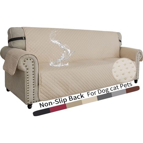 Canapé 3 Places, Housse de Canapé Imperméable, Housse Canapé Reversible, Housses de Canapé Antidérapantes pour Animaux de Compagnie,beige (1/5)