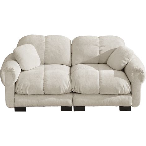 FurnitureR Canapé de 190 cm en chenille douce avec mousse dense, assises matelassées et 2 coussins mobiles (1/5)