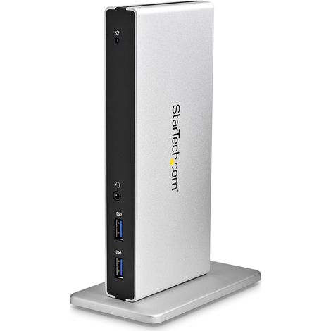 StarTech.com Docking Station Universale per Laptop USB 3.0 per dual-monitor DVI Gigabit Ethernet con adattatori HDMI / VGA - Adattatore USB a DVI HDMI o VGA - Dock DVI verticale per Mac e Windows (1/5)
