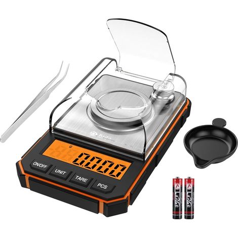 Digital Milligram Scale, 50g Portable Mini Scale, 0.001g Precise Graduation, Professional Pocket Scale with 50g Calibration Weights Tweezers (1/5)