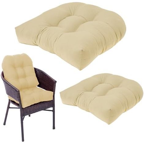 Coussins de siège extérieur 2pcs 19x19 pouces doux coussin de chaise en osier respirant couleurs solides confortables coussinets siège élastique confortable pour chaises jardin pour dé (1/5)