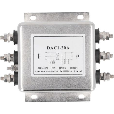 Filtre CEM Triphasé 3 Fils 250V-440V 50/60Hz Suppresseur de Brouillage Anti-Interférence (1/5)