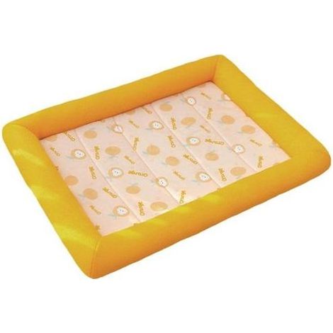 Tapis rafraîchissant d'été pour chien, Petit carré en soie glacée - Confortable, Accessoires pour chien, Respirant, Orange, 52x42cm