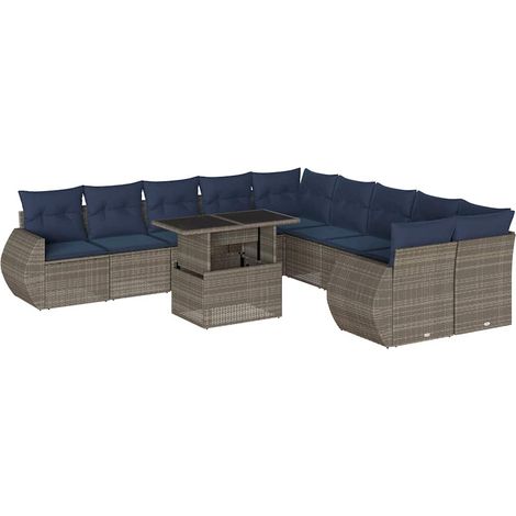 Maison Exclusive - Set Divani da Giardino 11 pz con Cuscini Grigio in Polyrattan (1/5)