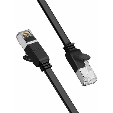 Cable de conexión plano UTP Cable de red RJ45 Cat 6 1000Mbps 2m negro (1/5)