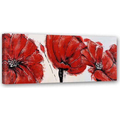 Tableau sur toile Coquelicots rouges comme peints 90x30 (1/5)