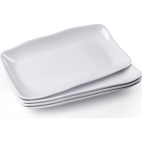 4 Assiette Blanche Rectangulaire Assiettes Service de Table Rectangulaire (1/5)